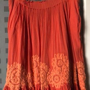 Asymmetric peasant maxi skirt